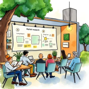 Participant Feedback Analyzer meeting with a presentation on market research themes