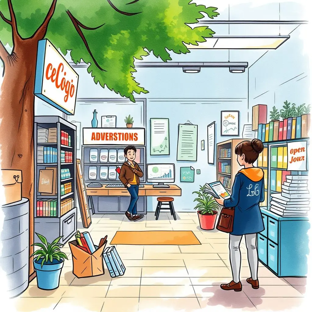 Innovative workspace with research tools and resources