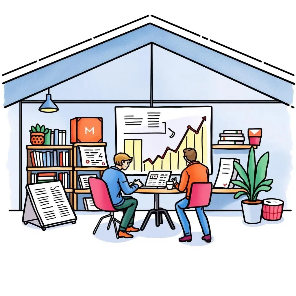 Market metric definition tool: Define key metrics for segmentation analysis 1 Two analysts discussing market metrics for segmentation analysis in a modern office setting.