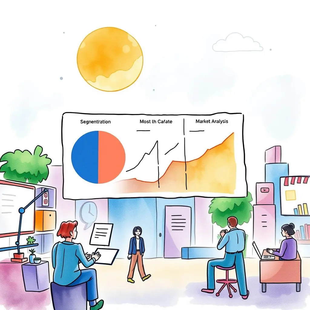 Stakeholder sentiment analyzer: Evaluate sentiment from stakeholder feedback 1 Illustration of market segmentation analysis in a collaborative workspace setting.