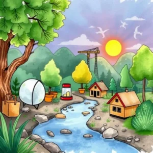 Environmental health trend forecaster: Predict future trends in environmental health 4 Environmental landscape illustrating trends in sustainability and health awareness