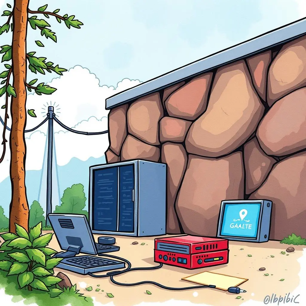 Encryption protocol generator: Create encryption method specifications 1 Illustration of it equipment for encryption protocol generation outdoors.