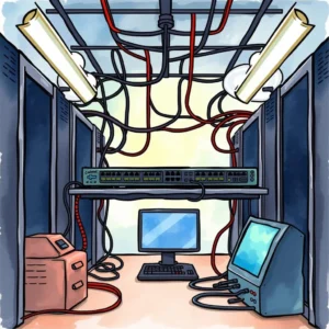 Switch configuration generator setup with networking equipment and computers in an IT environment