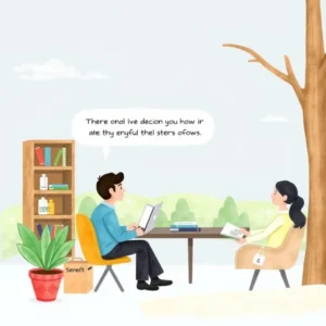 A friendly discussion between a man and a woman about onboarding benefits in a pleasant outdoor setting