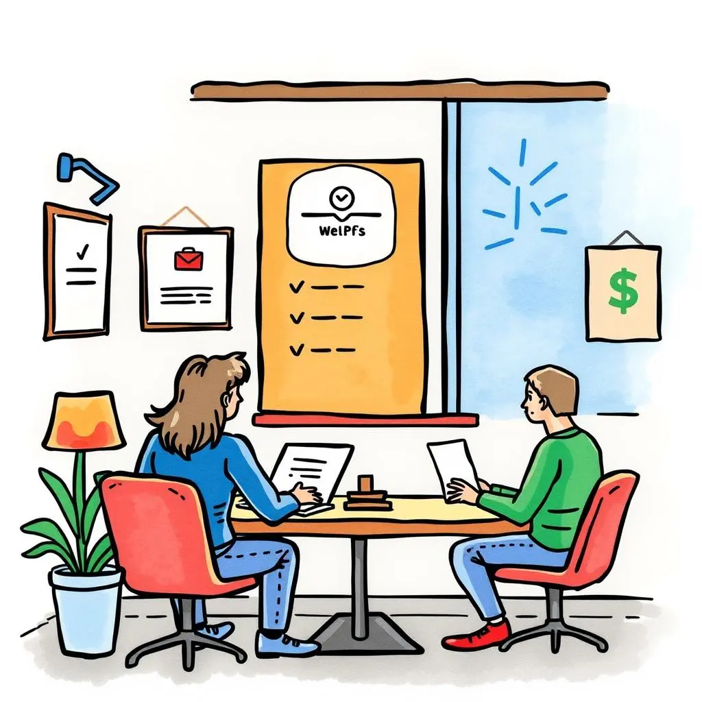 Selection summary generator: Automatically summarize employee benefits elections 1 Employees discussing benefits elections at a collaborative workspace.