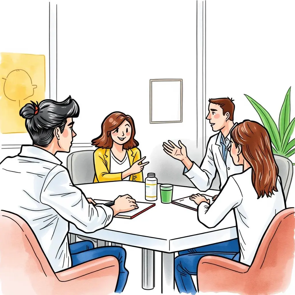 Onboarding evaluation assistant: Facilitate feedback on onboarding satisfaction 1 A group of professionals discussing feedback in a meeting on onboarding satisfaction.
