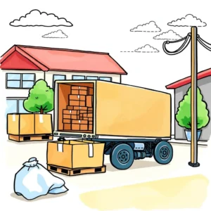 Delivery truck loaded with boxes in a supply chain environment.