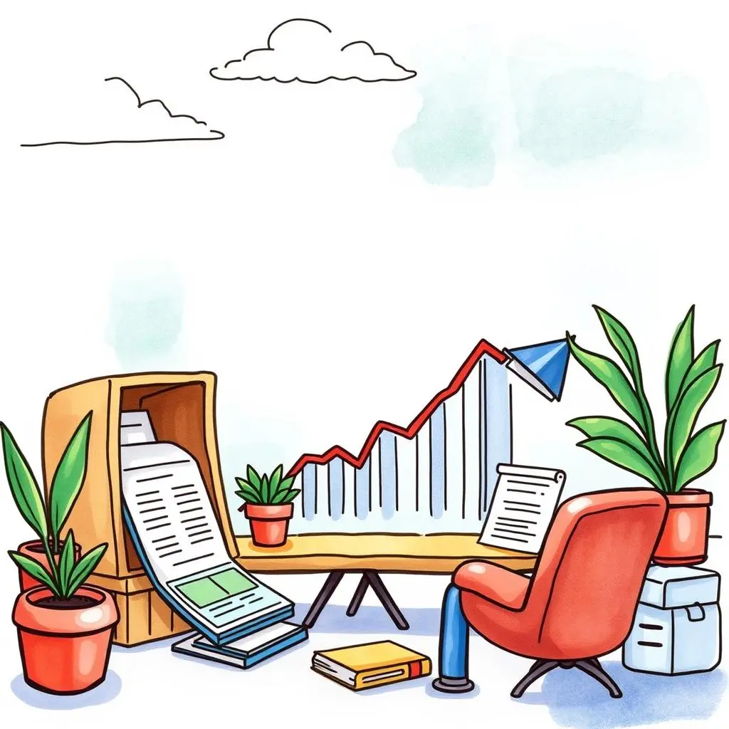 Conversion rate analyzer: Produce insights on conversion rates effectively 1 Analyzing conversion rates with a graph in a marketing workspace featuring plants and office supplies