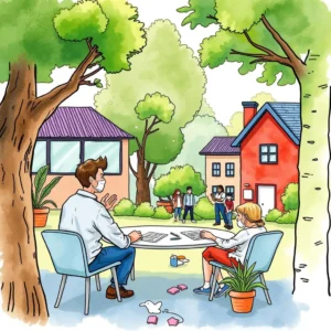 Outcome narrative builder: Develop readable success stories from raw data 6 Children and adults engage in conversation outdoors, developing community connections with a focus on CSR.