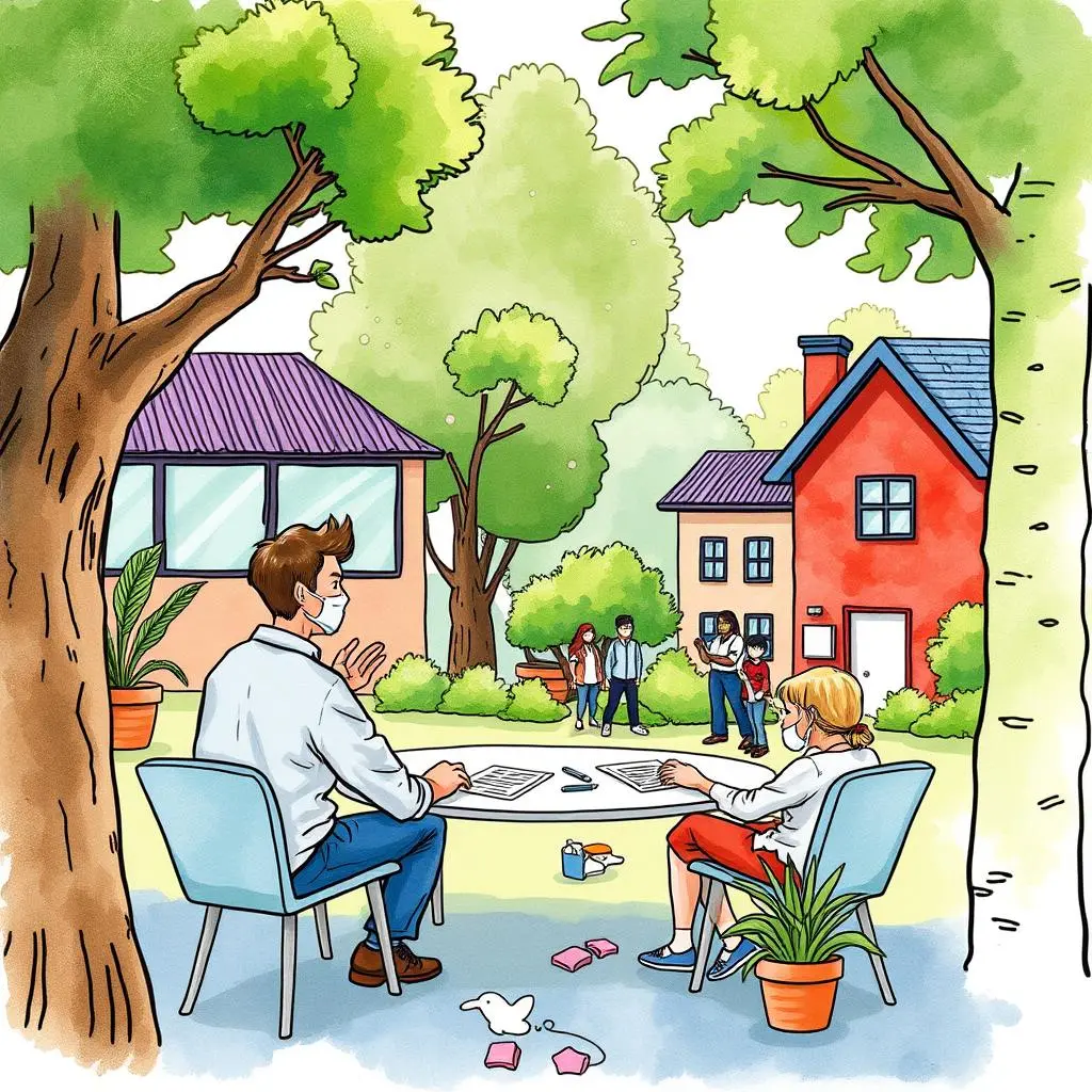 Outcome narrative builder: Develop readable success stories from raw data 1 Children and adults engage in conversation outdoors, developing community connections with a focus on CSR.
