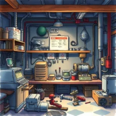 Cluttered workshop showcasing tools and equipment for inventory management.