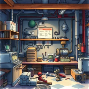 Cluttered workshop showcasing tools and equipment for inventory management.
