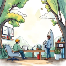 Sure! Here’s the SEO-optimized image metadata: Continuous Improvement Metric Evaluator in a serene workspace showcasing performance analysis