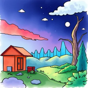 Cloud Operations Metrics Reporter tool illustrated in a scenic landscape with a cozy cabin and nature.