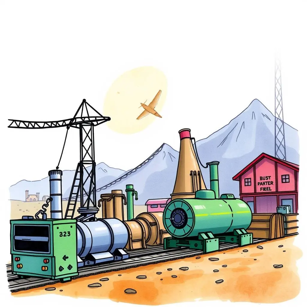 Problem insight generator: Generate insights based on production problem descriptions 1 Production facilities with machinery under a sunny sky, symbolizing operational insights.