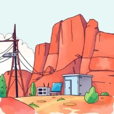Colorful illustration of a remote site for performance monitoring technology.