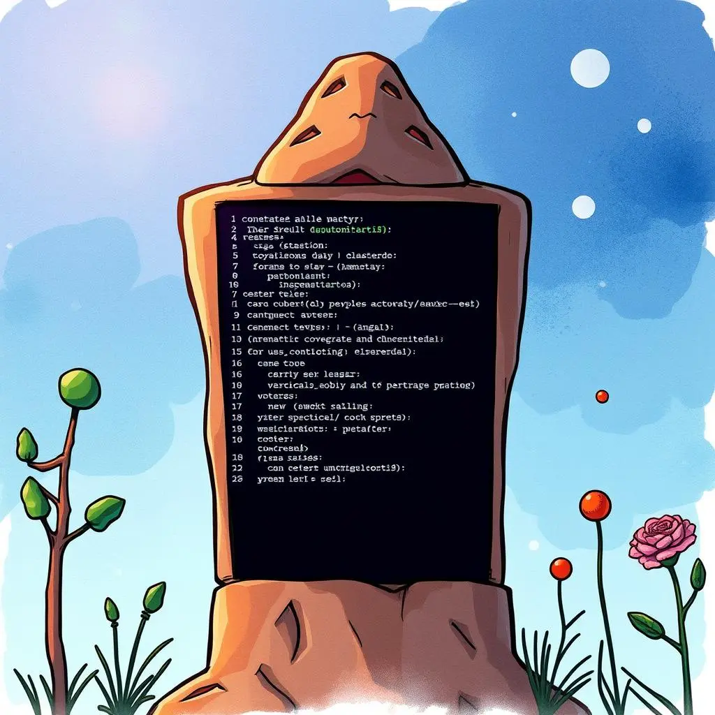 Clean code generator: Generate cleaner code with best practices 1 Stylized stone tablet displaying code for performance tuning and optimization.