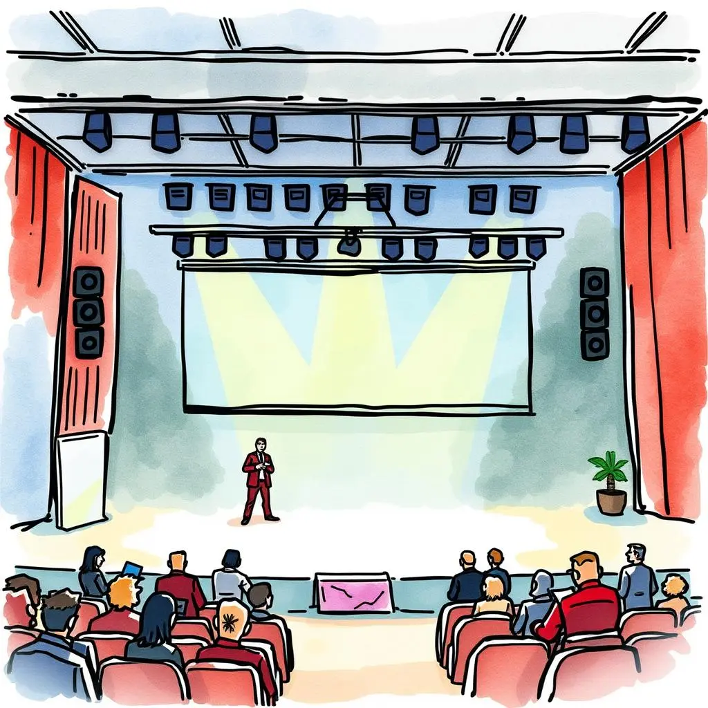 Insight extractor: Transform event data into actionable lessons 1 A speaker presenting insights to an engaged audience at an event.