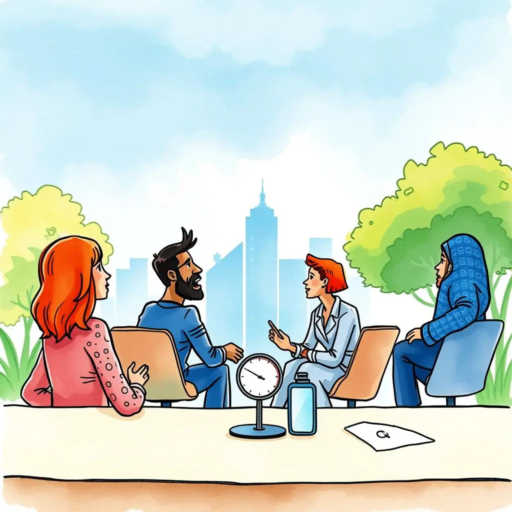 Integration sentiment evaluator: Gauge employee feelings on merging cultures 1 Integration sentiment evaluator conversation among diverse professionals discussing corporate culture post-merger