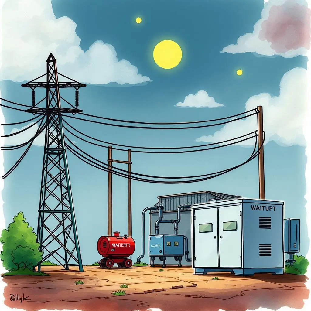 Event Impact Analyzer tool in a power systems environment, featuring utility equipment and power lines.