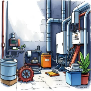 A well-equipped industrial space featuring machinery and tools for predictive maintenance tasks.