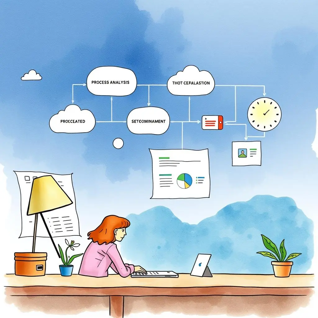 A professional working on a communication strategy, focusing on process analysis and stakeholder engagement