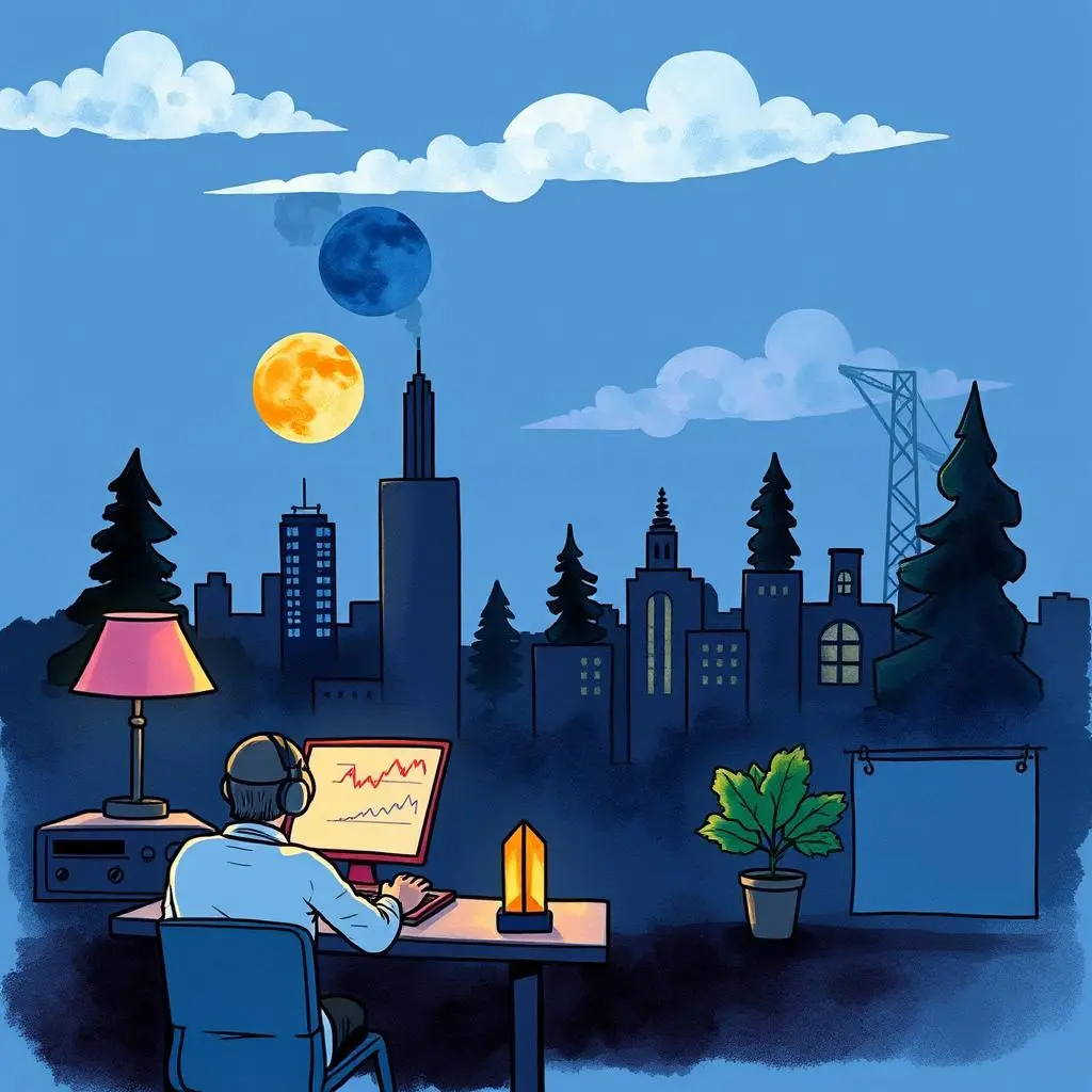 Performance metric analyzer: Assess and summarize key performance metrics 1 Person analyzing performance metrics using a web tool at night.