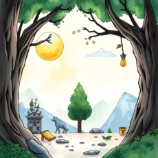 Illustration depicting a serene landscape for process improvement tools.