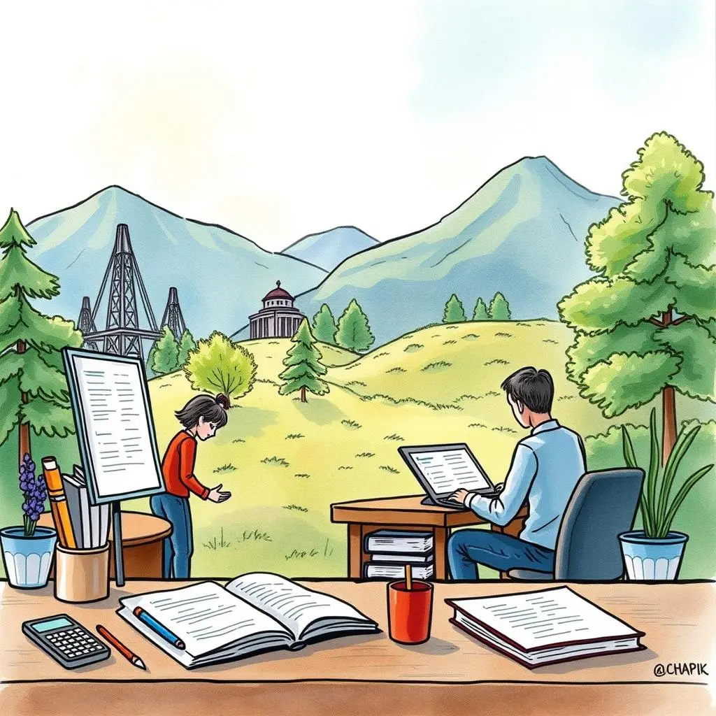 Audit note generator: Create structured documents for audit results 1 Professionals auditing processes in a serene outdoor manufacturing setting.