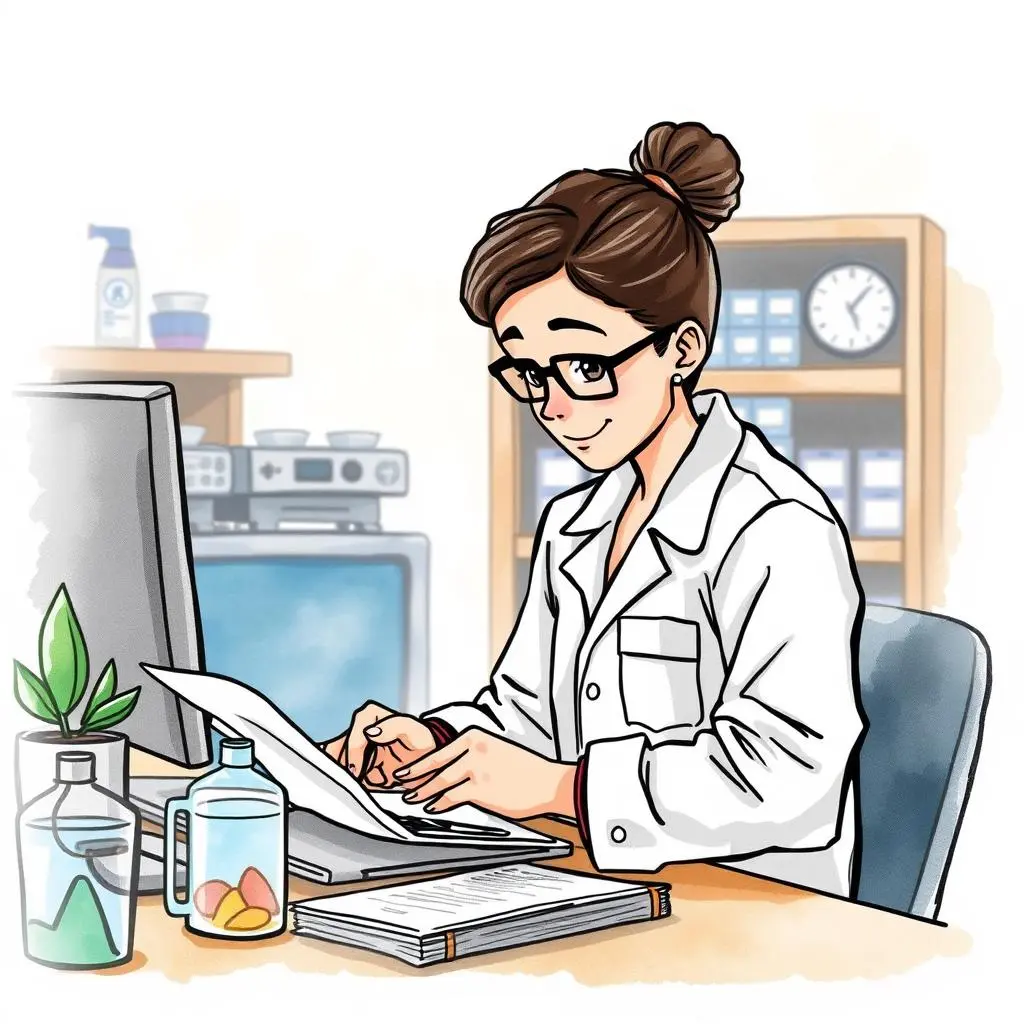 Qc findings presentation tool: Simplify and present Quality Control results 1 Quality control auditor analyzing data on a computer in a lab.