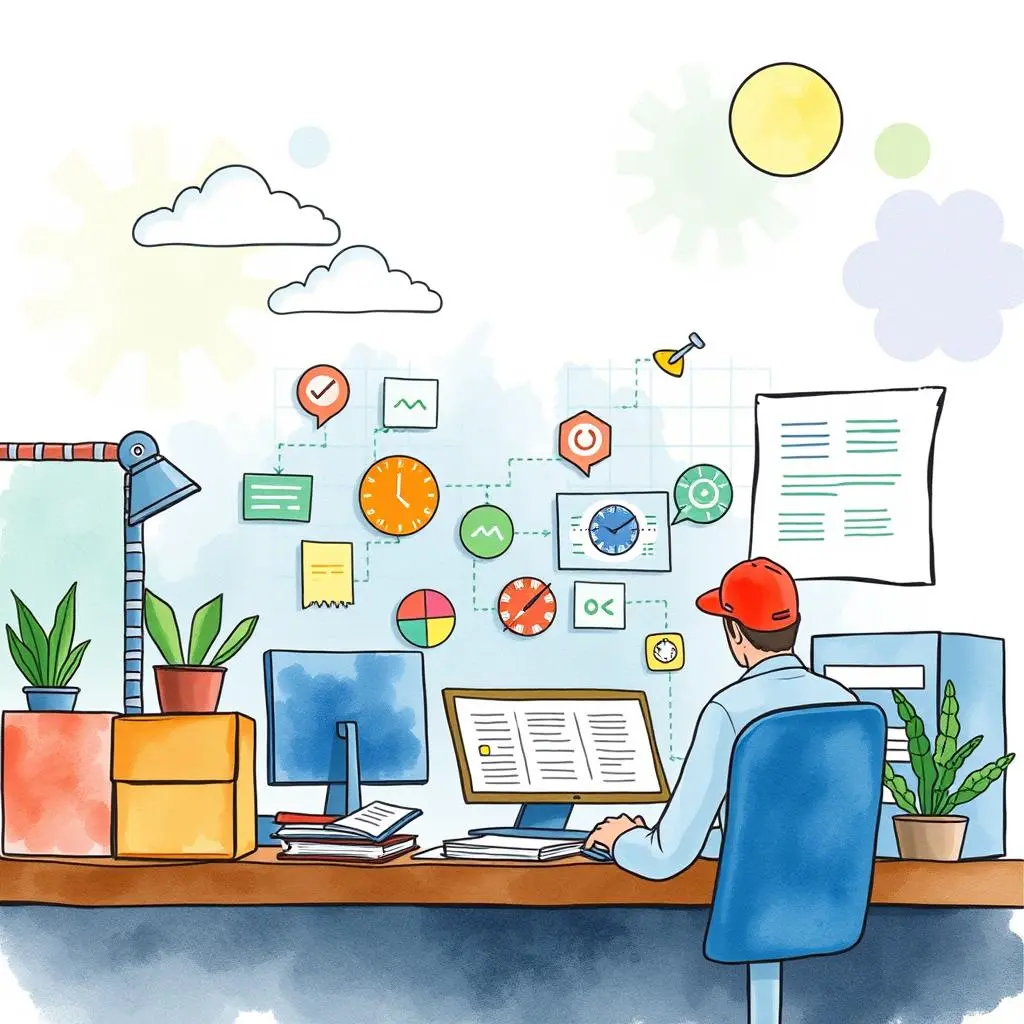 Stakeholder voice extractor: Extract key themes from feedback submissions 1 A professional engaged with the Stakeholder Voice Extractor tool at a desk filled with data visualizations and plants.