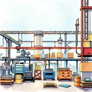 Efficient manufacturing facility showcasing tools for optimal feedback processes in production