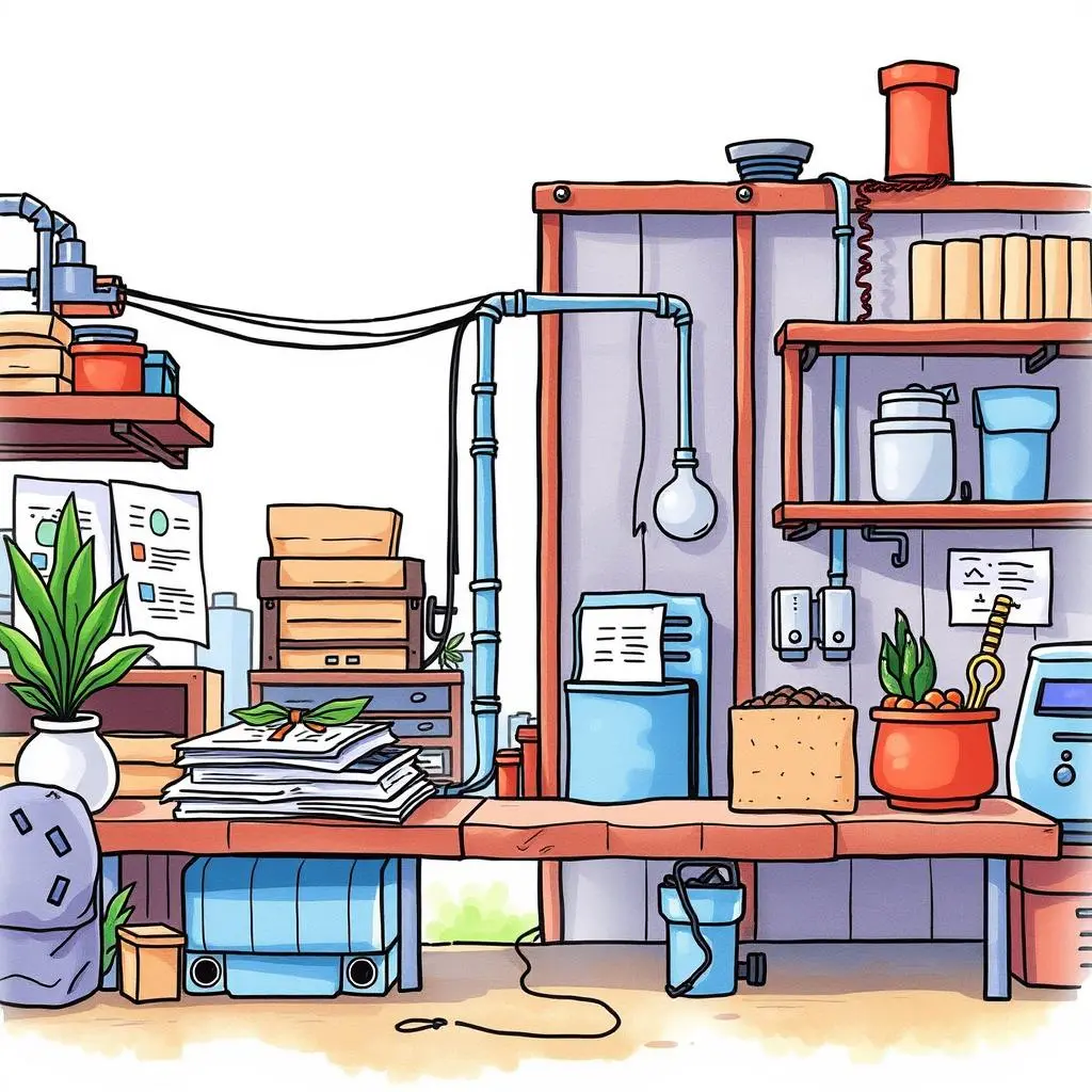 Illustration of an organized workspace for data analysis and optimization tasks.