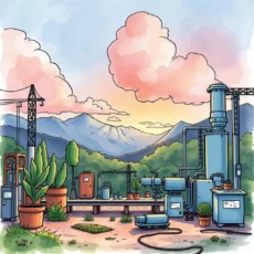 Industrial landscape showcasing process mapping and optimization tools.