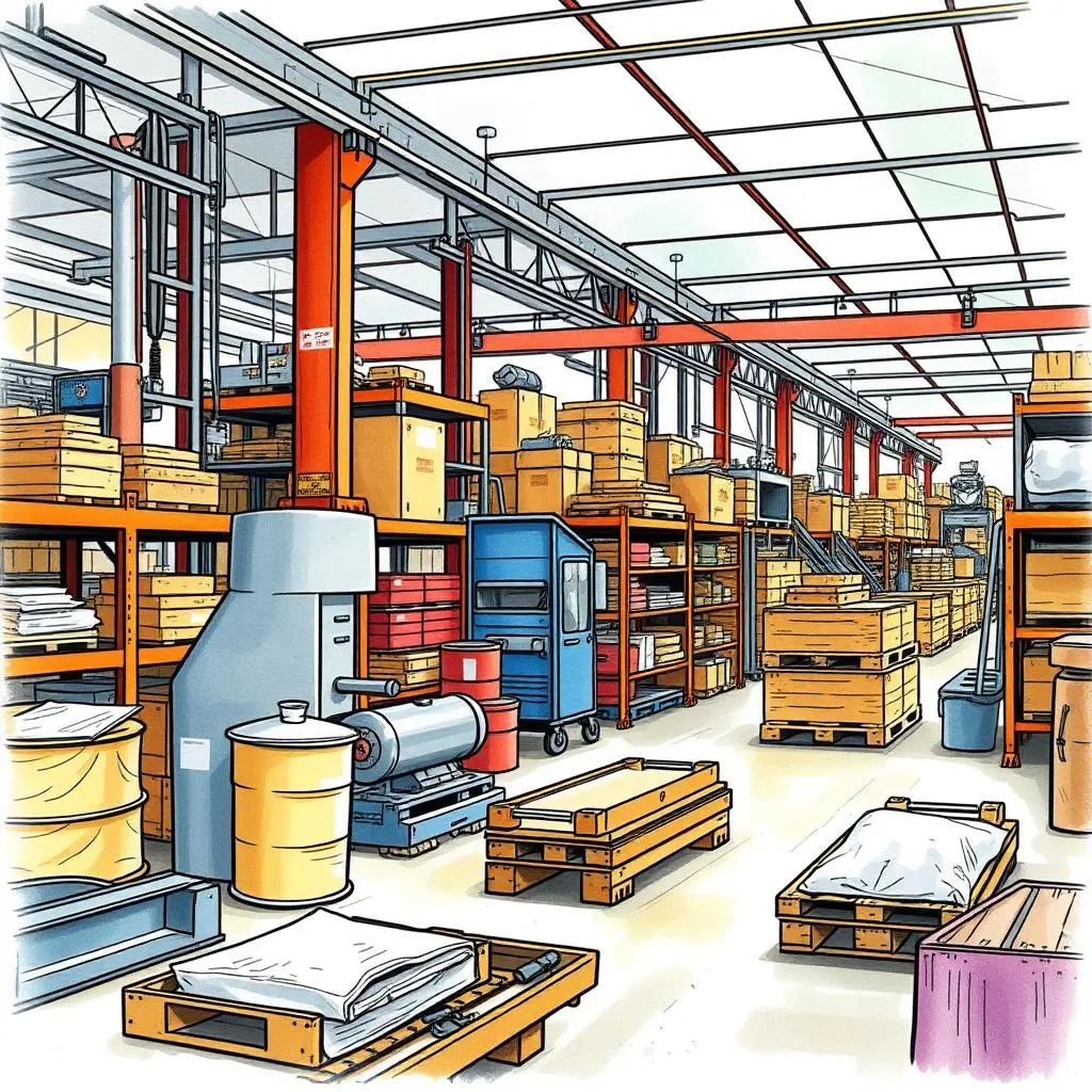 Value stream mapping creator: Design effective value stream maps quickly 1 Value Stream Mapping Creator warehouse scene with organized shelves and equipment for process optimization