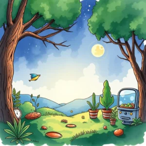 A whimsical landscape illustrating creativity and innovation in design trends.