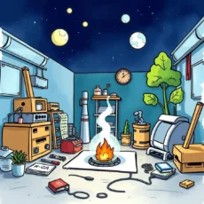 Creative workspace with brainstorming tools and a cozy atmosphere.