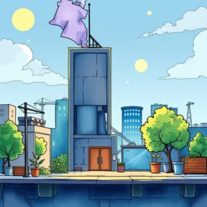 Change impact analyzer: Evaluate potential impacts of changes made 8 Illustration of a modern building representing operations and project management.