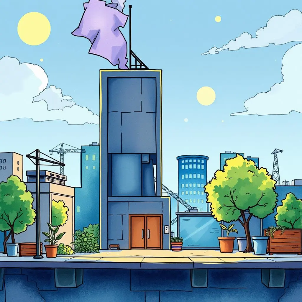Change impact analyzer: Evaluate potential impacts of changes made 1 Illustration of a modern building representing operations and project management.