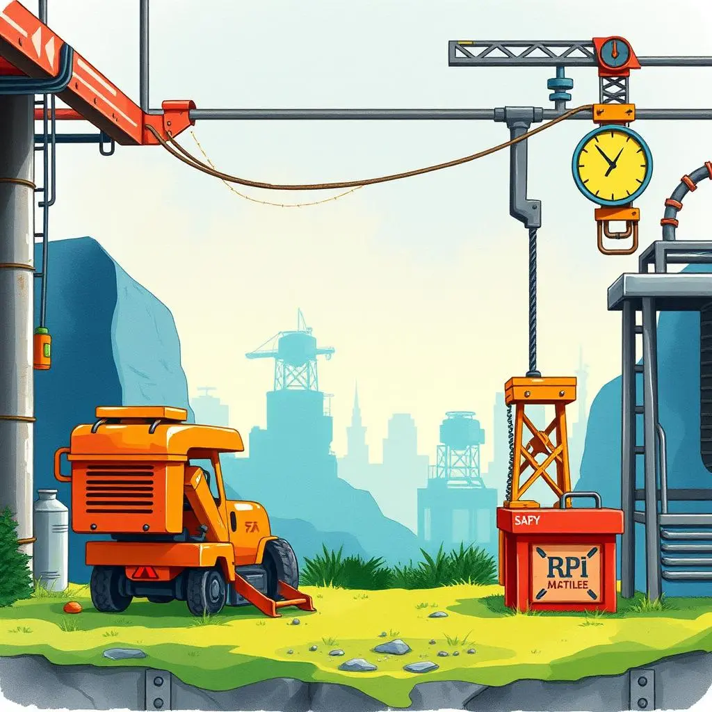 Schedule optimizer: Generate efficient project timelines 1 Cartoon of construction equipment on a mechanical project site.