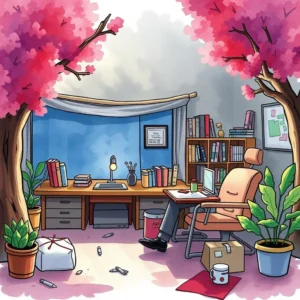 A cozy workspace with plants, books, and an organized desk setting ideal for creating corrective action plans