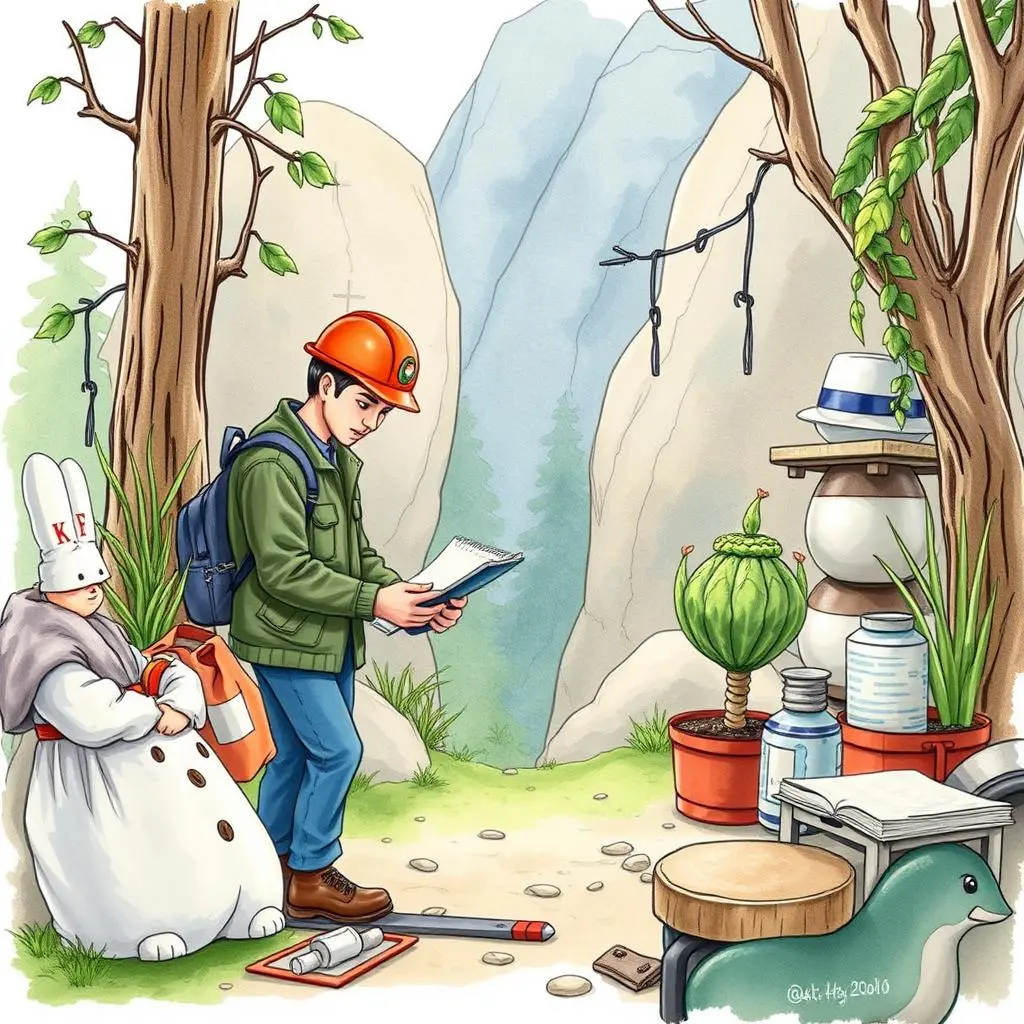 Raw material assessment tool: Evaluate quality of raw materials received 1 A quality inspector evaluating raw materials in a scenic outdoor setting.