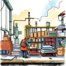 Audit trail documenter in an operations area with an employee reviewing quality control documents