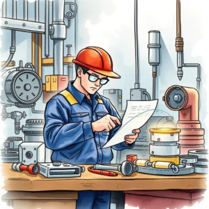 Engineer reviewing inspection results for mechanical components.