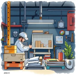 Quality control analyst reviewing defect rate trends in a manufacturing setting.