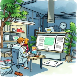 Functional test analysis: Generate insights on test results 4 Two quality control inspectors analyze test results in a modern lab setting.