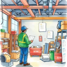 A worker reviews inspection reports in a manufacturing space focused on quality control.