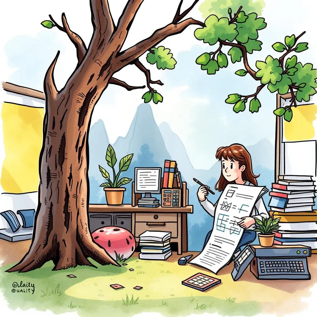 Test case generator: Create detailed functional test cases 1 A Quality Control Inspector analyzes test cases in a serene workspace with plants and books.