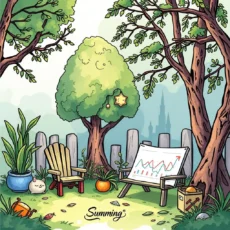 A serene outdoor setting with a chart for quality reporting.