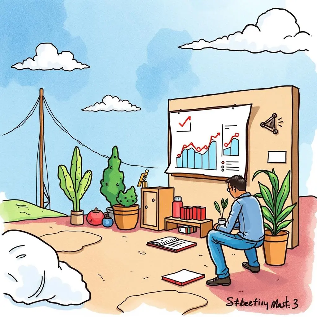 Quality metrics synthesizer: Summarize key quality measurement metrics 1 A person analyzes quality metrics data on a wall in a bright, outdoor setting surrounded by plants.